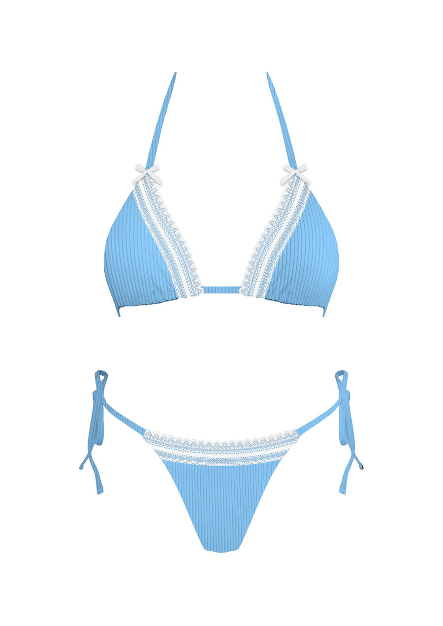 Light Blue Lace Bikini - TOP