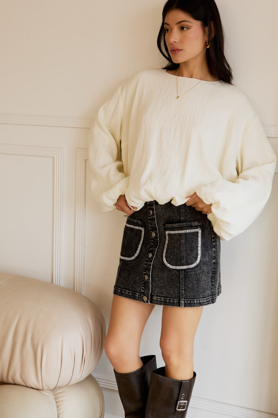 Bubble Cream Blouse
