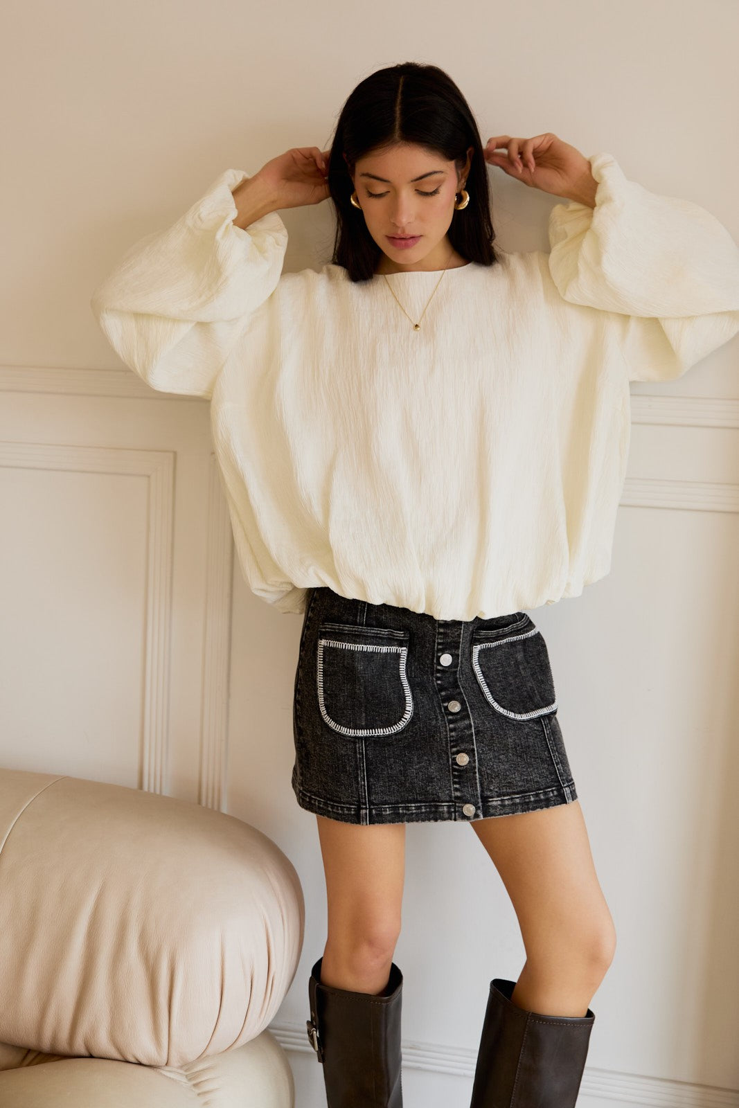 Bubble Cream Blouse