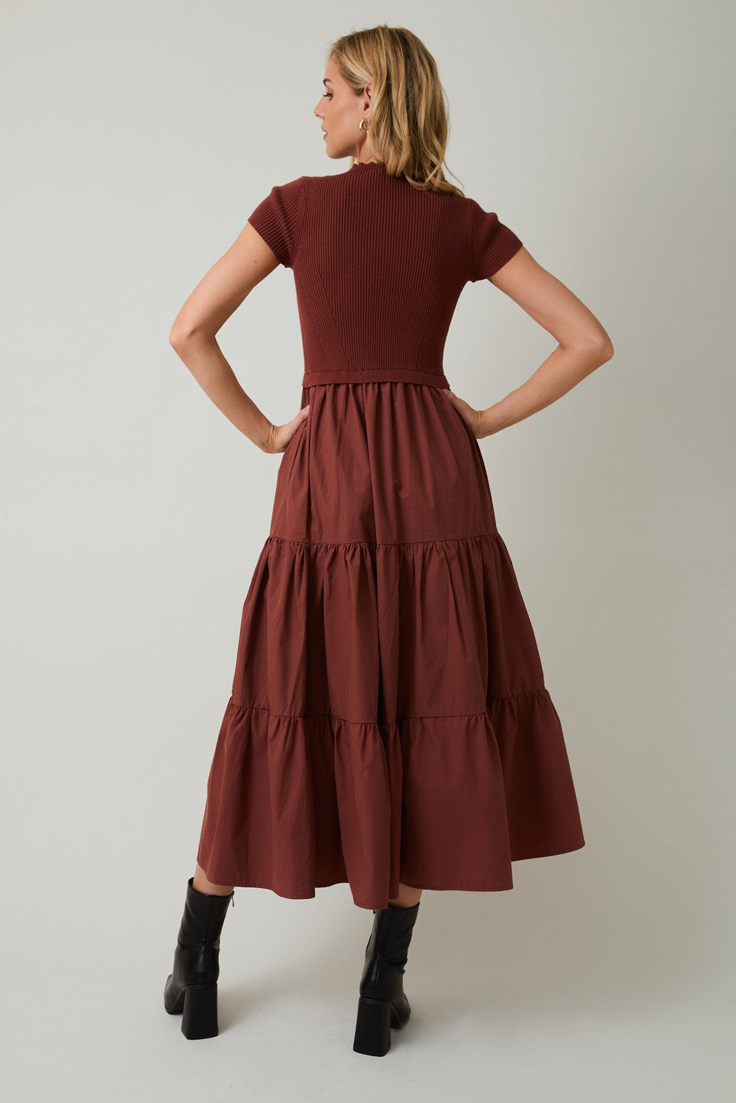 Rust Mock Neck Dress