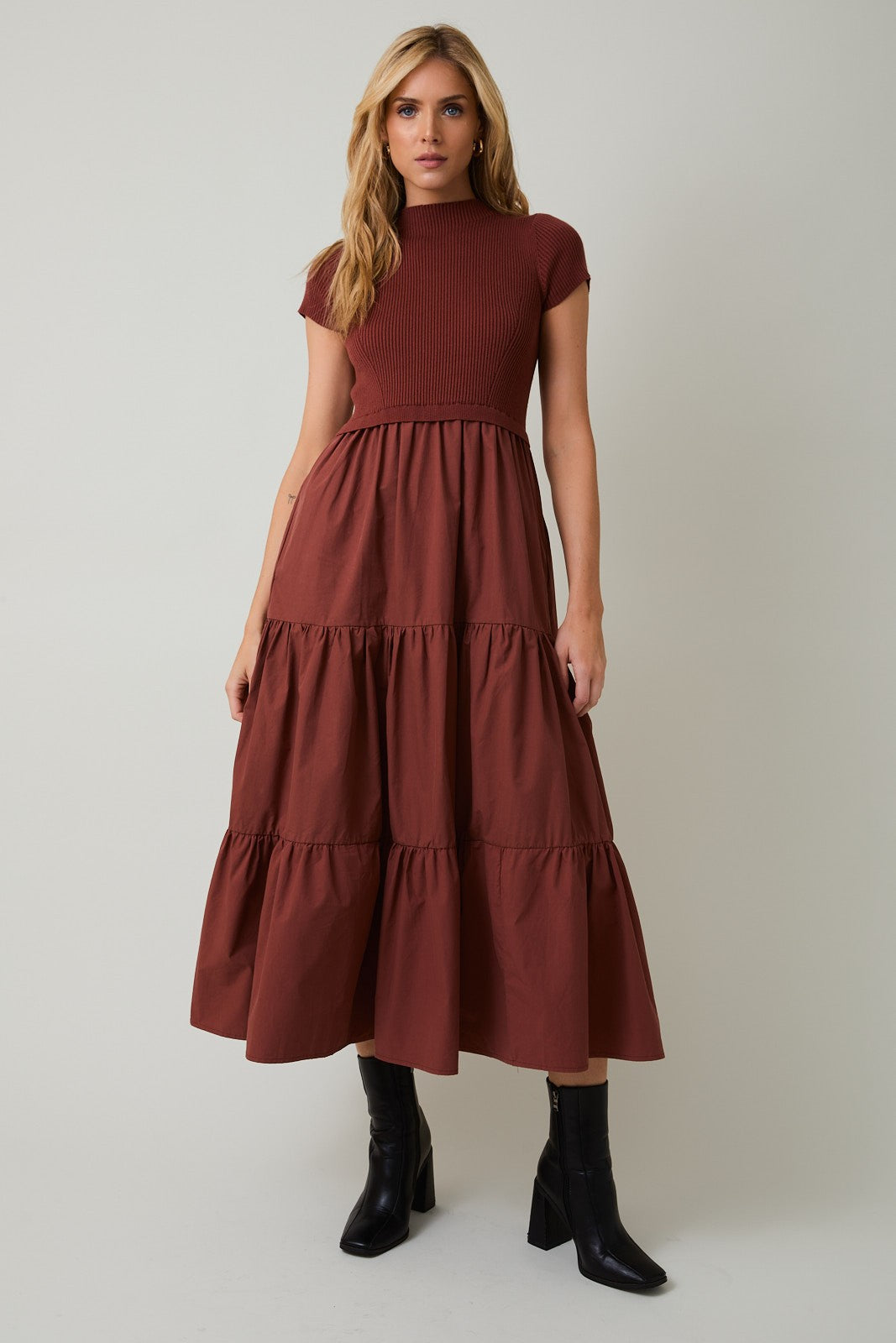 Rust Mock Neck Dress