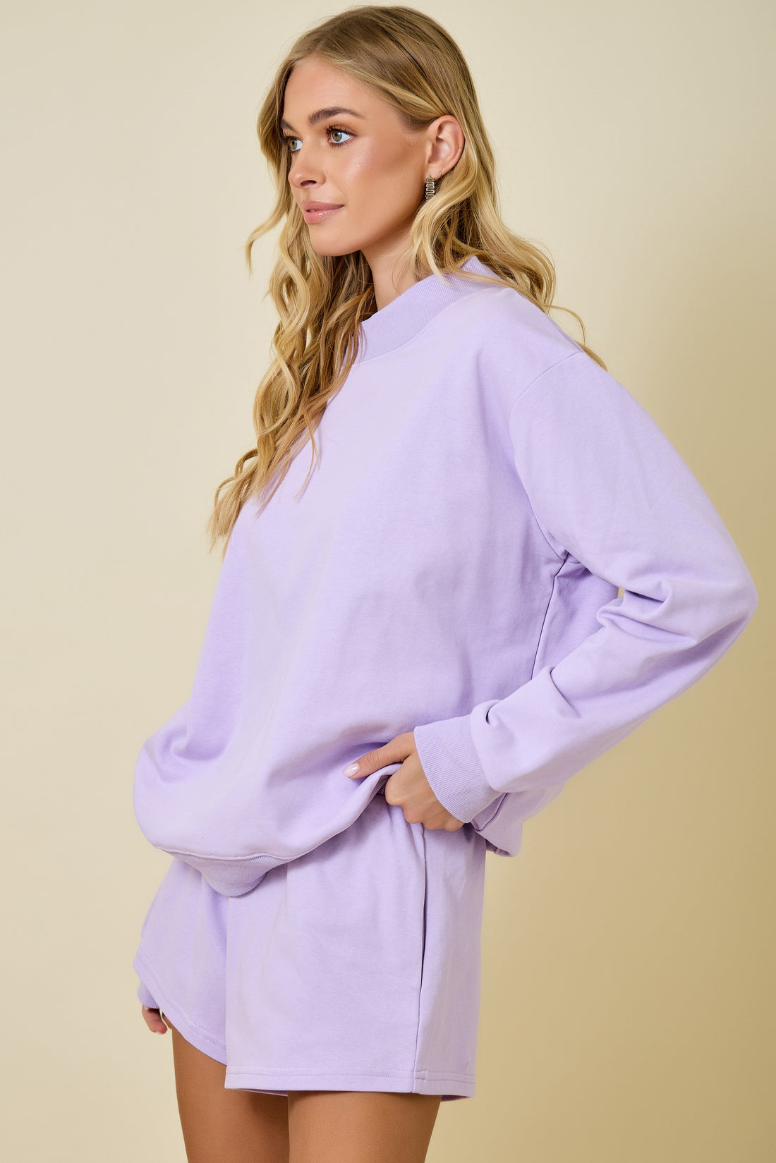 Lavender Mock Neck Sweatshirt Set (top)