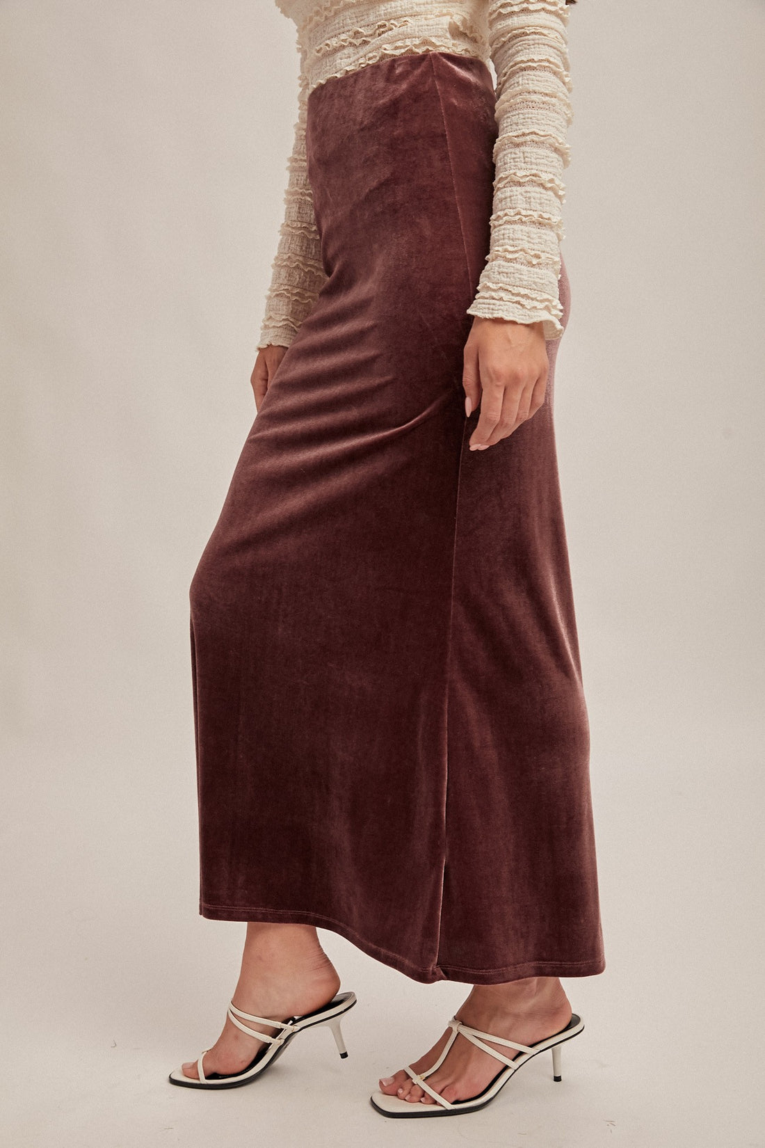 Dark Purple Velvet Maxi Skirt