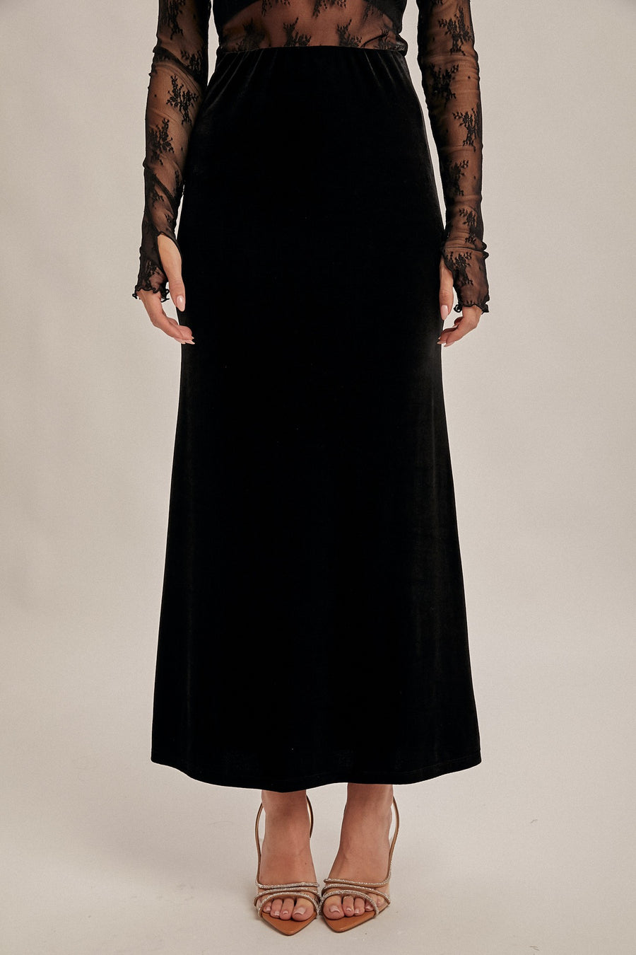 Black Velvet Maxi Skirt