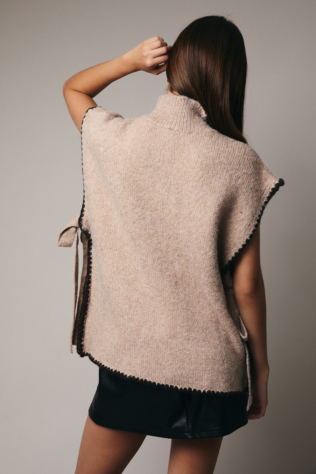 Brown Stitch Sleeveless Sweater