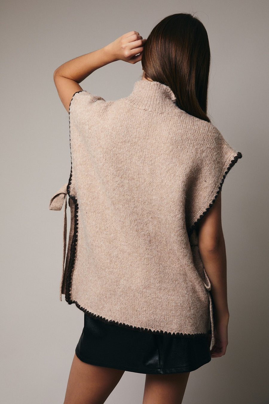 Brown Stitch Sleeveless Sweater