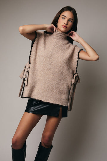 Brown Stitch Sleeveless Sweater