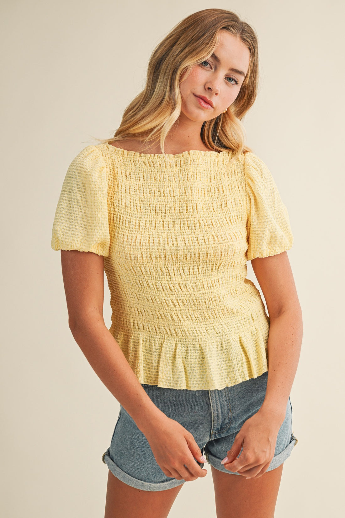 Butter Yellow Puff Sleeve Top