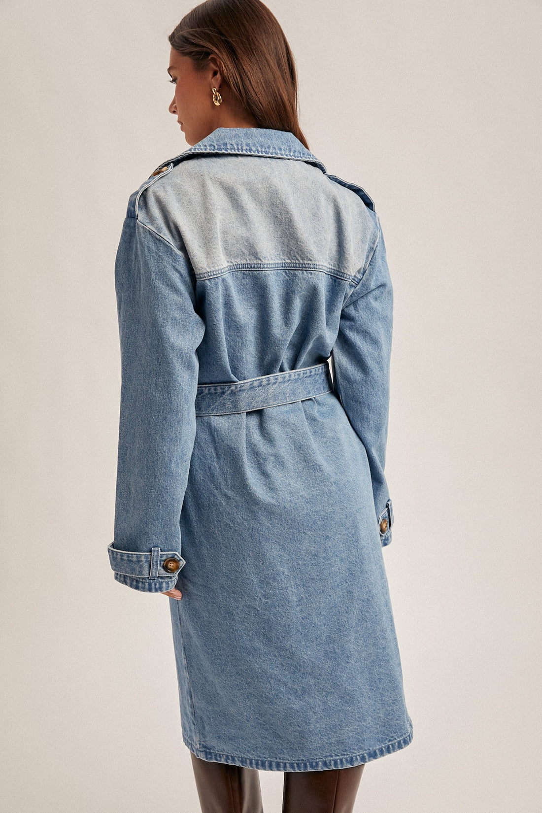 Belted Denim Trench Coat