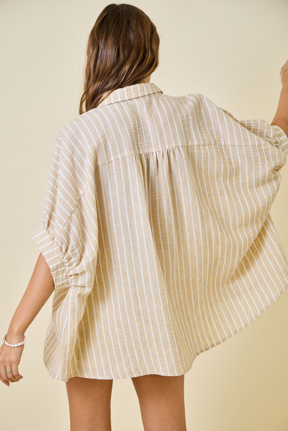 Tan Gauze Button Down