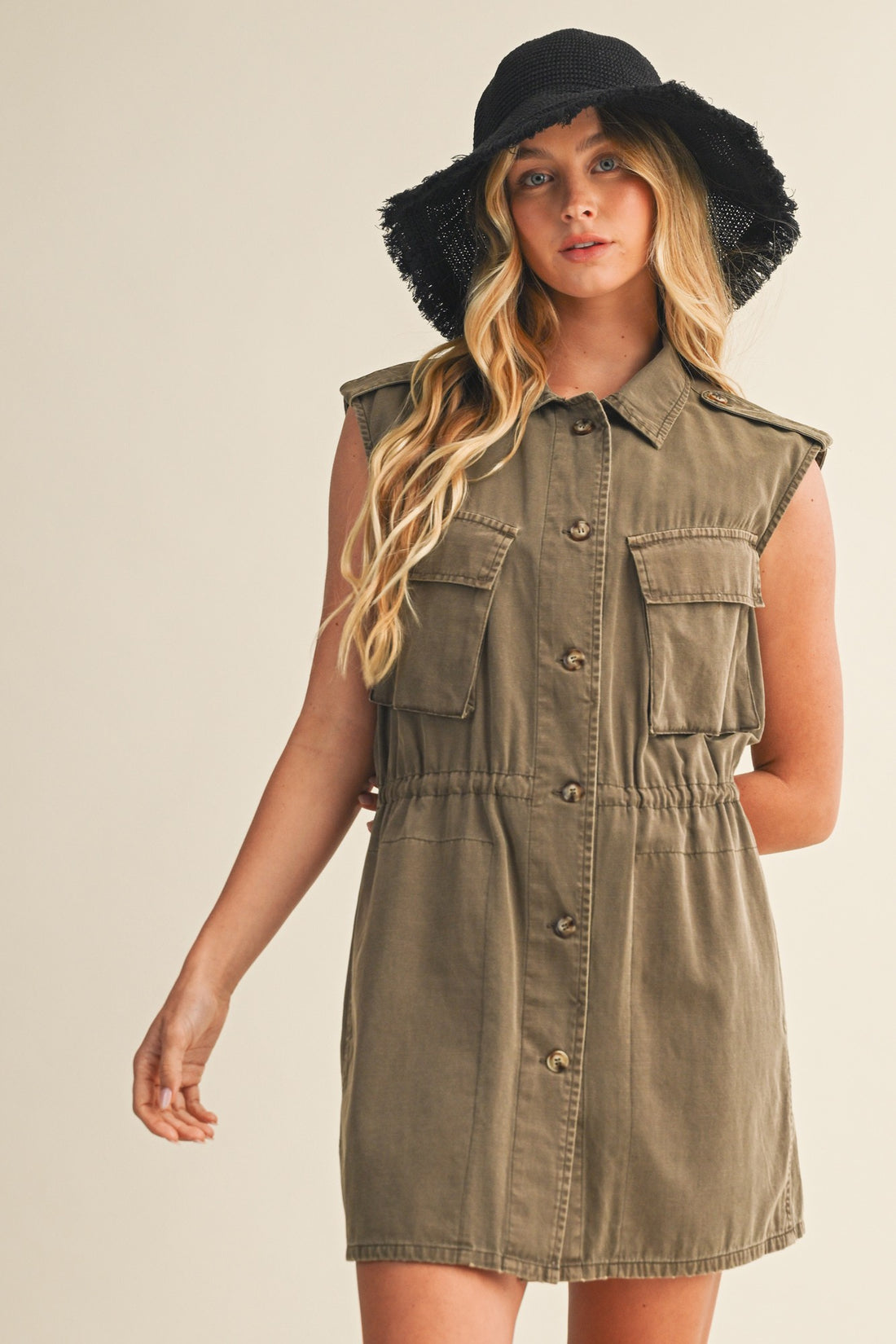 Olive Sleeveless Dress