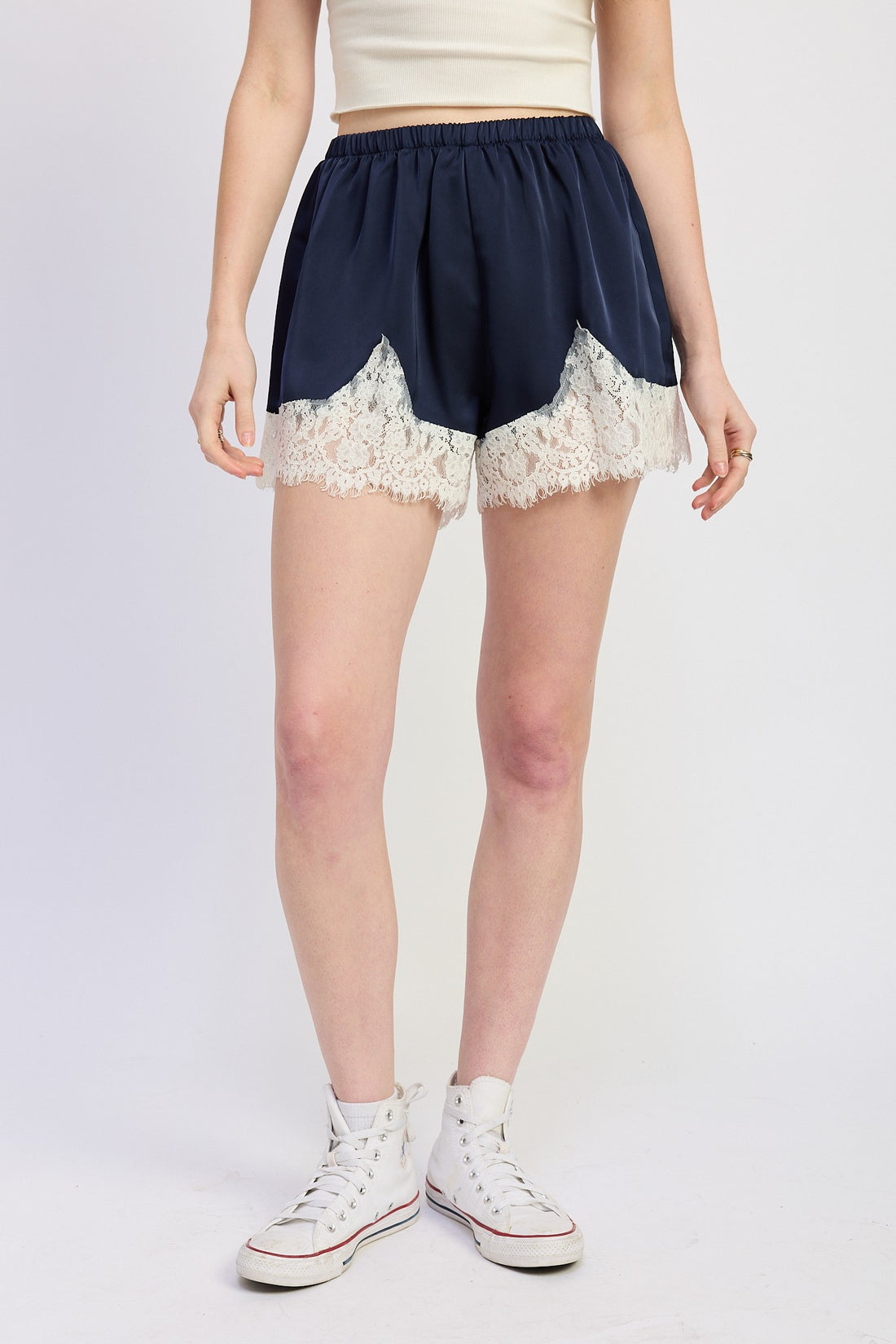 Navy Lace Shorts