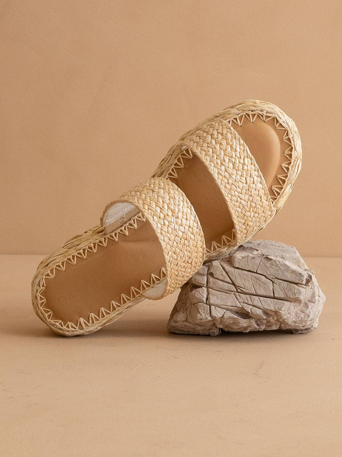 The Marley | Natural Basket Woven Double Strap sandal