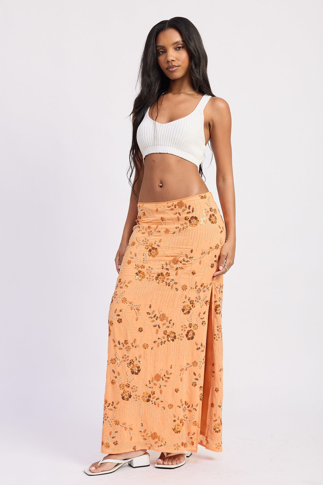 Sunset Beaded Maxi Skirt