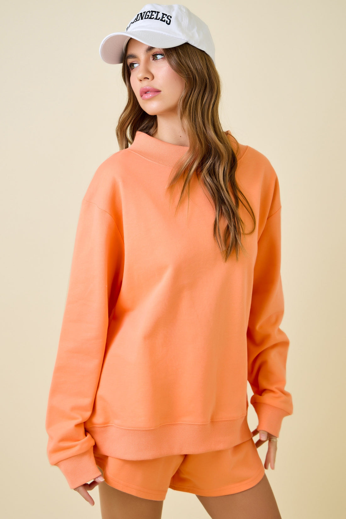 Cantaloupe Mock Neck Sweatshirt Set (top)