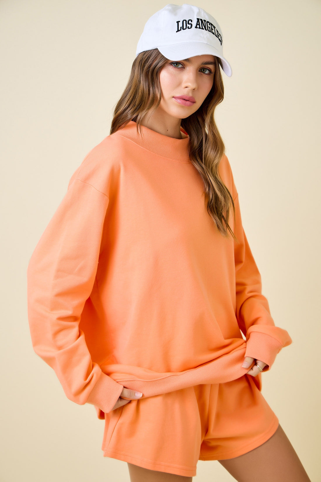 Cantaloupe Mock Neck Sweatshirt Set (top)