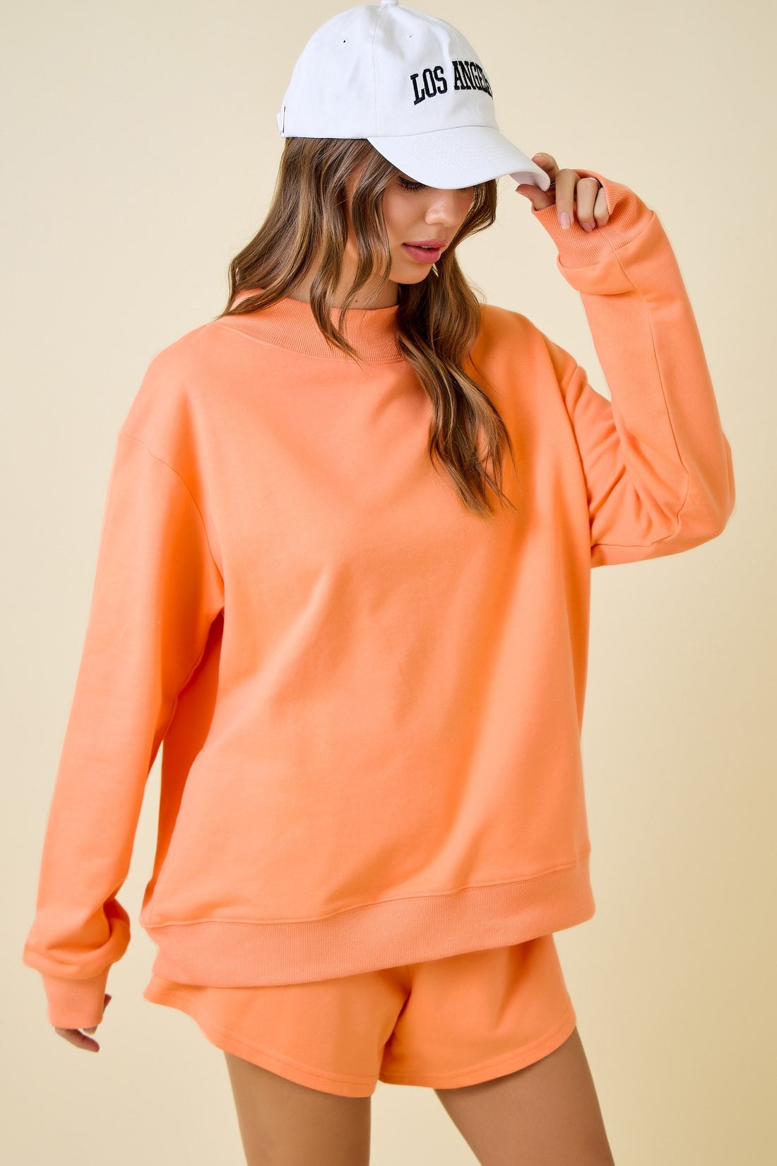 Cantaloupe Mock Neck Sweatshirt Set (top)