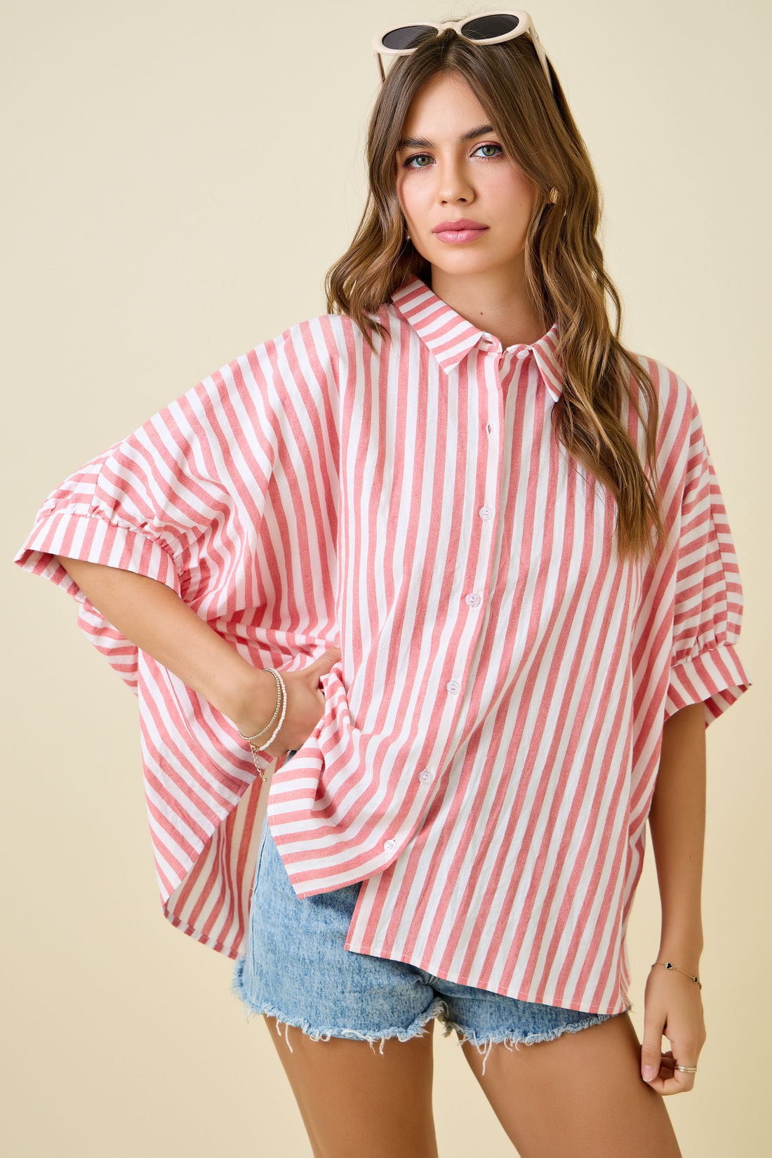 Red Striped Boxy Shirt