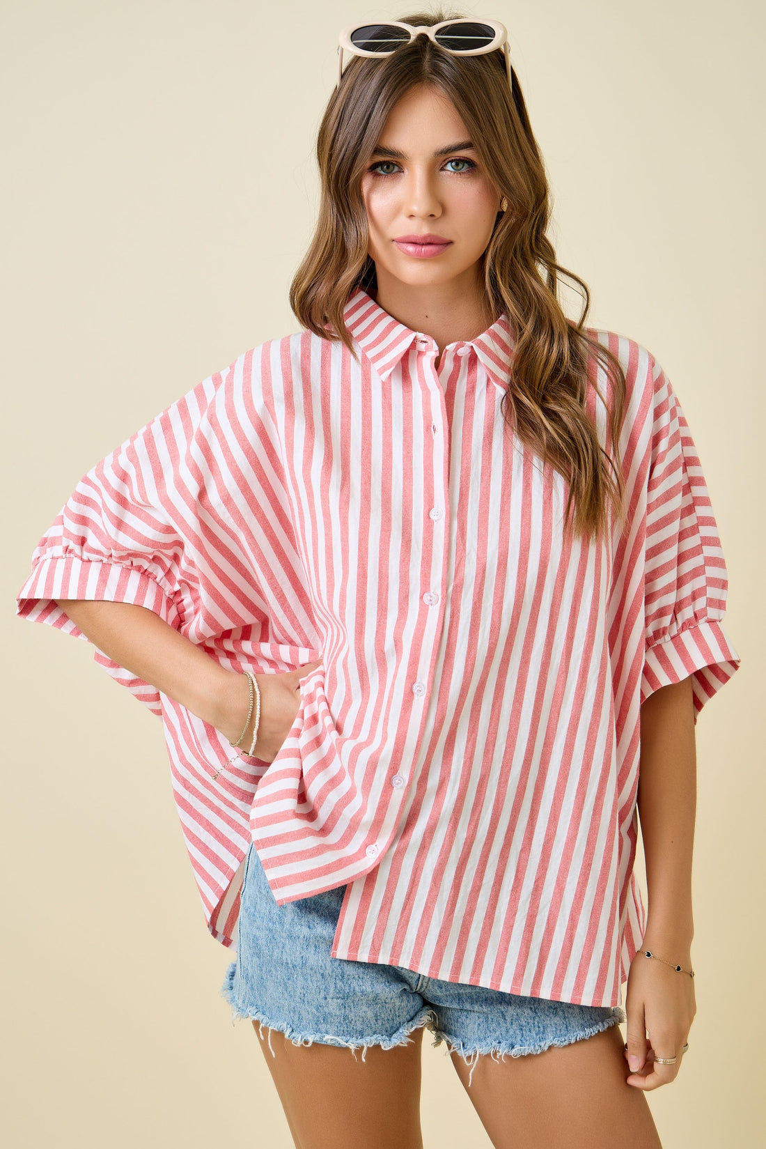 Red Striped Boxy Shirt