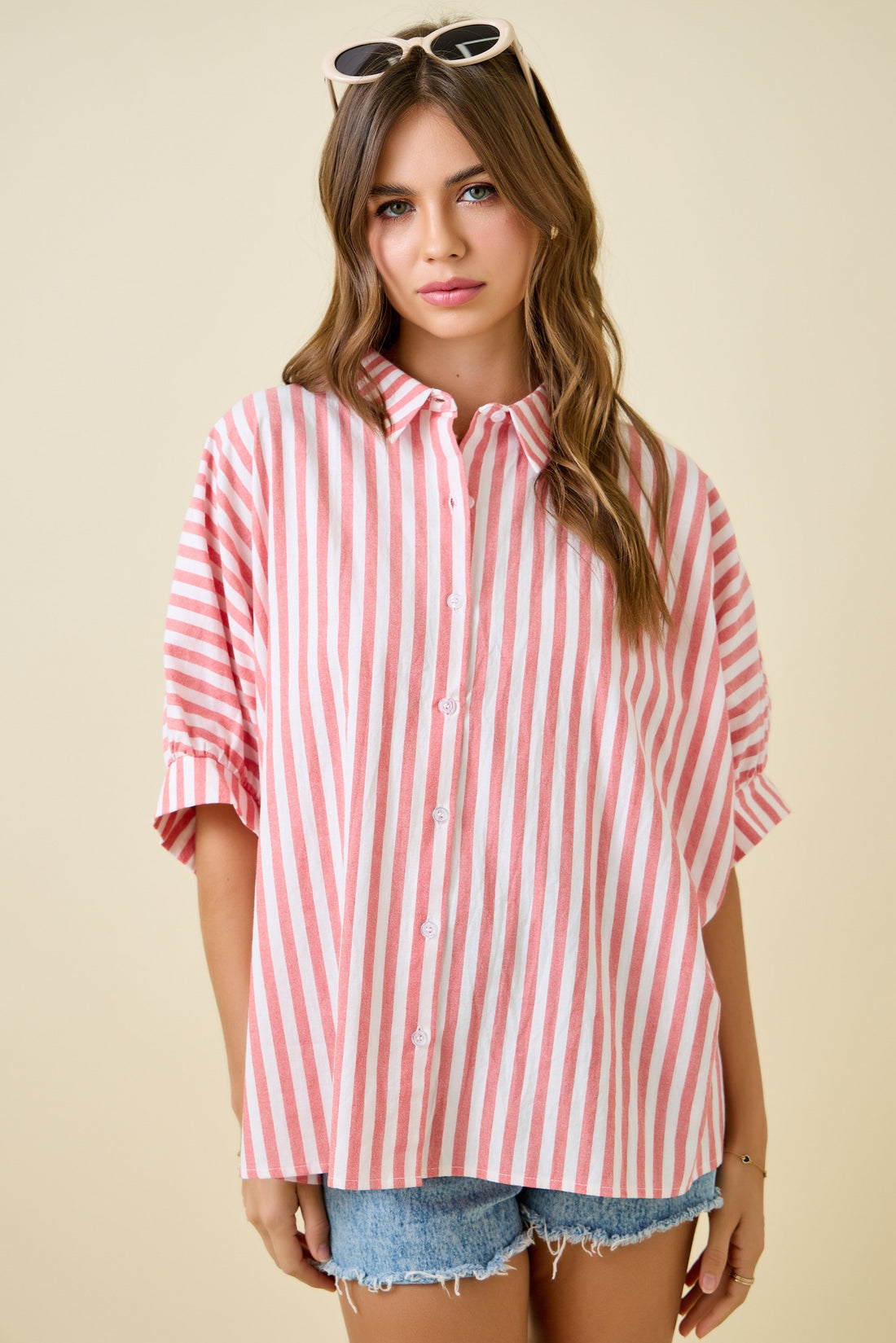 Red Striped Boxy Shirt