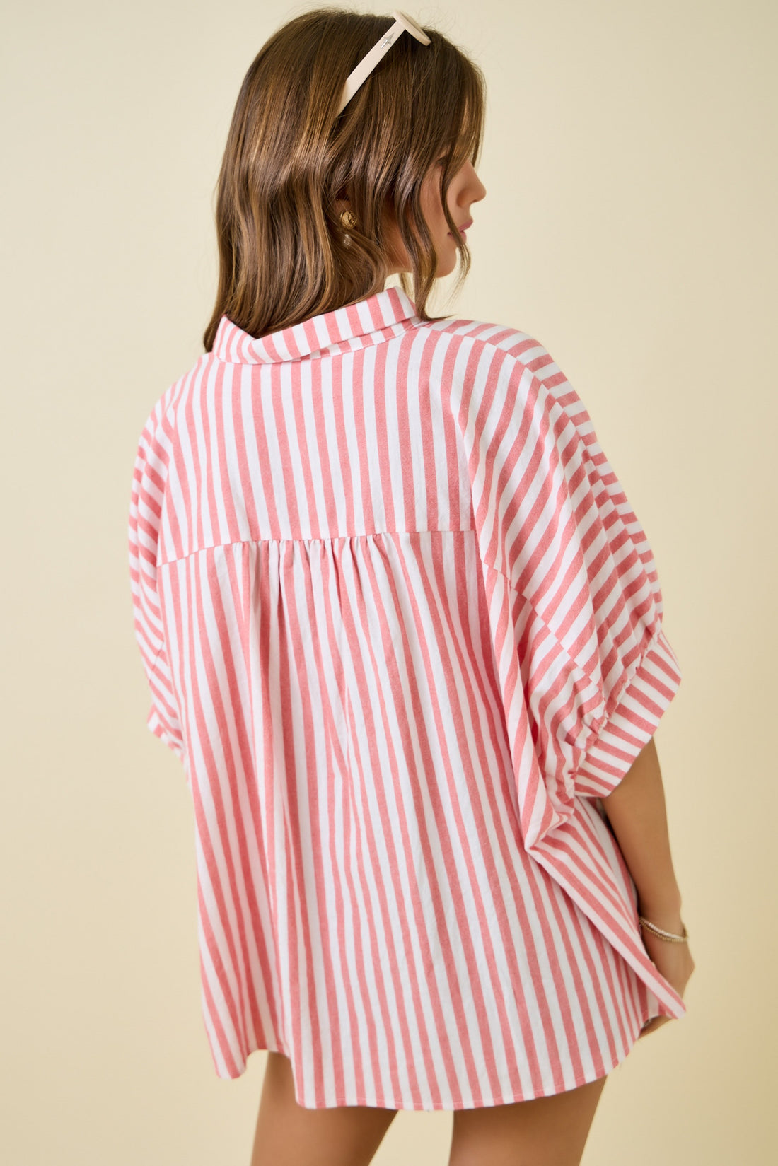 Red Striped Boxy Shirt