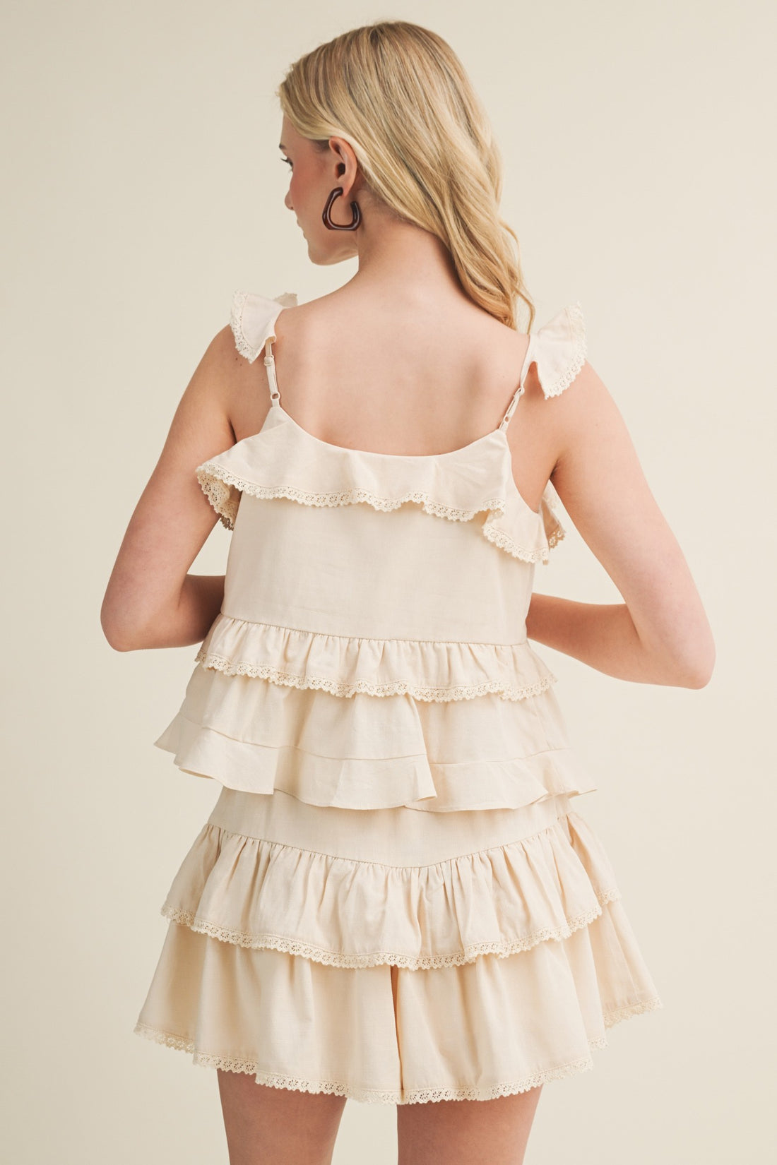 Ruffle Ecru Sleeveless Top