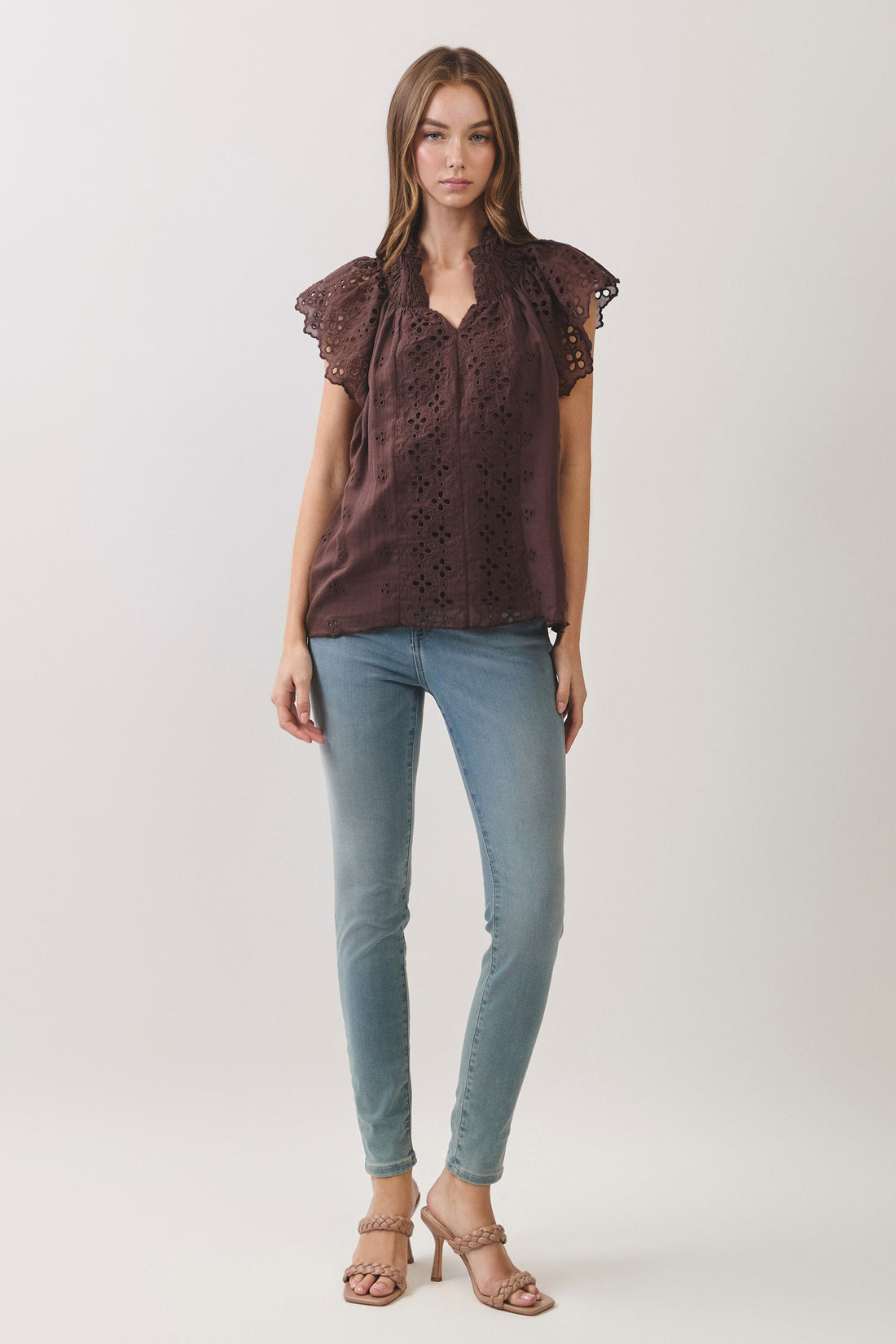 Chocolate Eyelet Top
