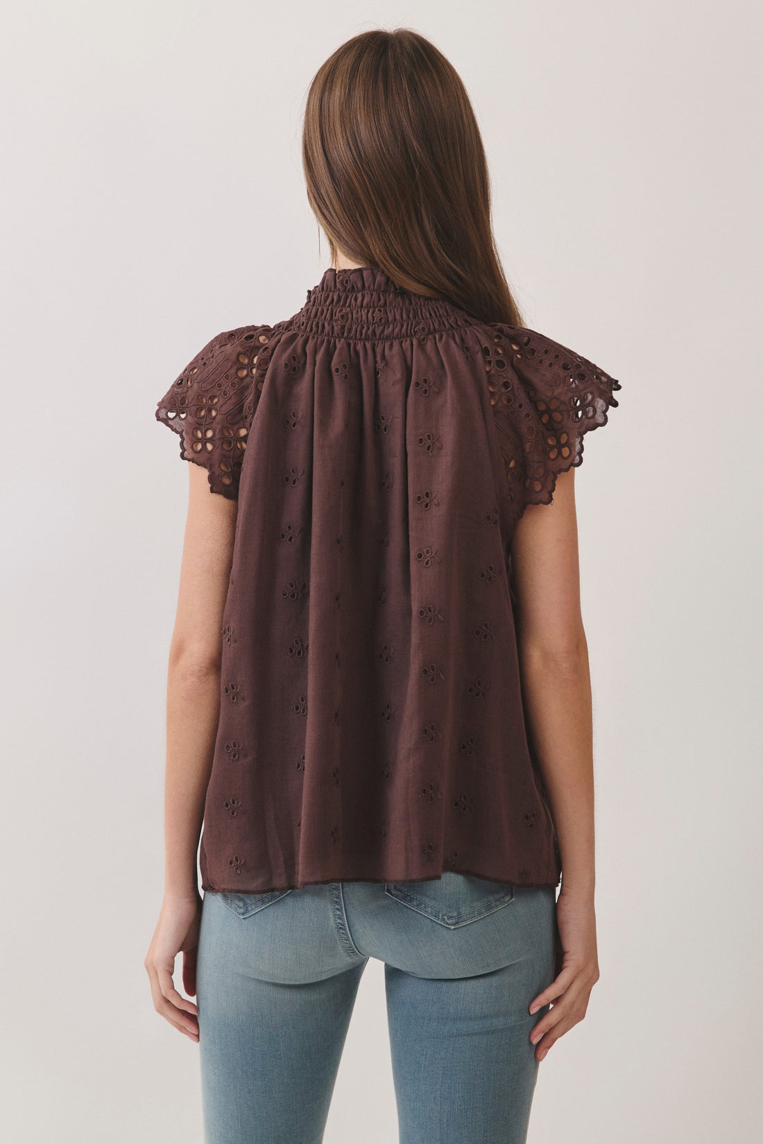 Chocolate Eyelet Top