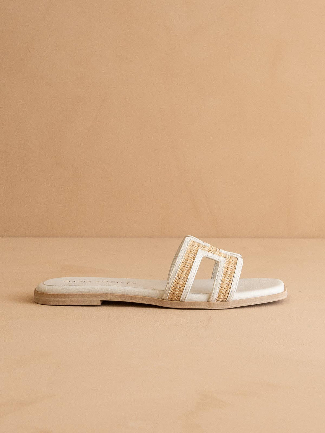 The Ena | White H Cutout Raffia Sandal