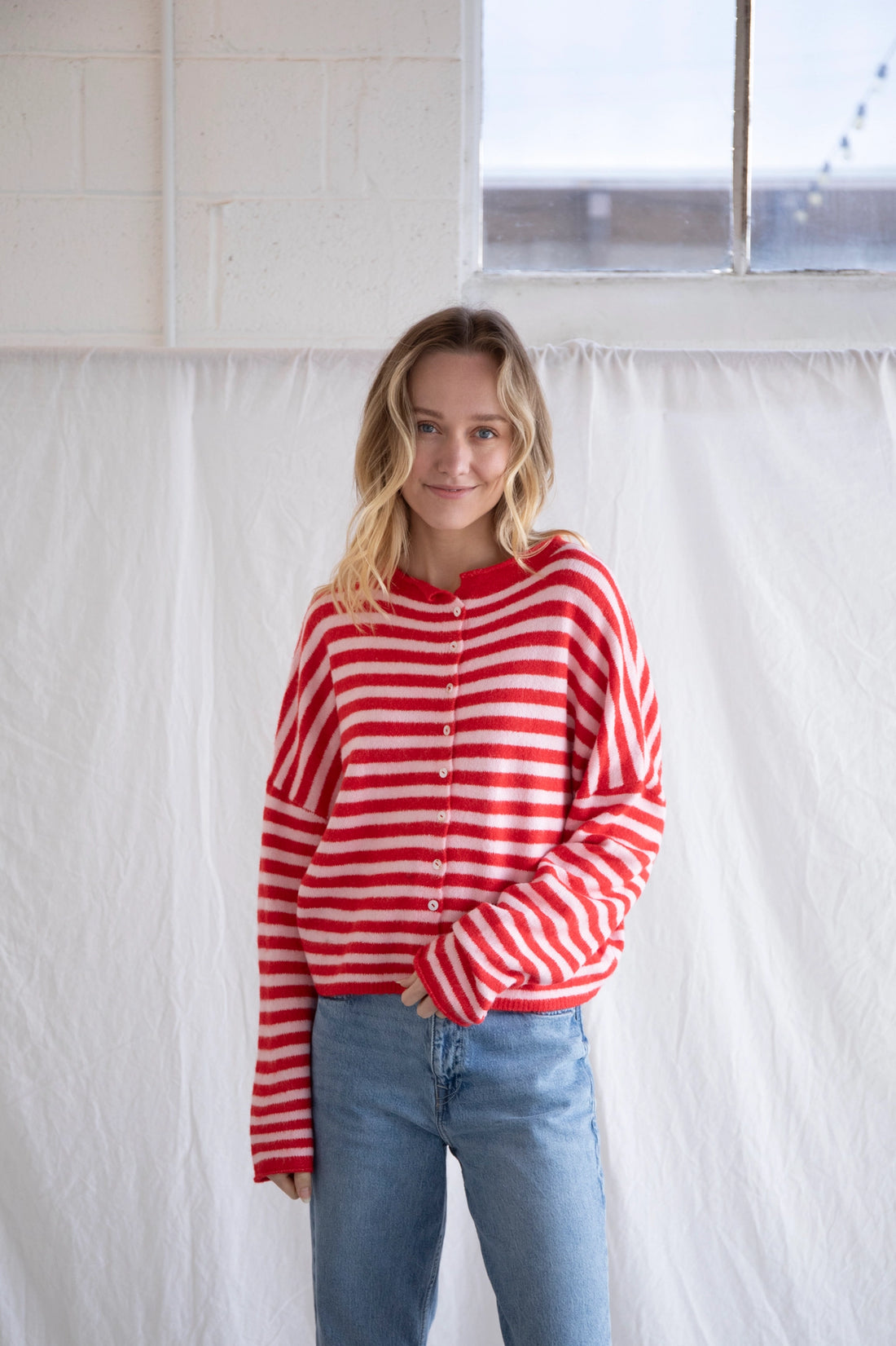 Red Mini Stripped Piper Cardigan