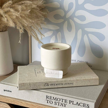 Sea Salt + Sage Soy Wax Candle | Crackling Wood Wick | Zen : Asymmetrical Jar - 8oz