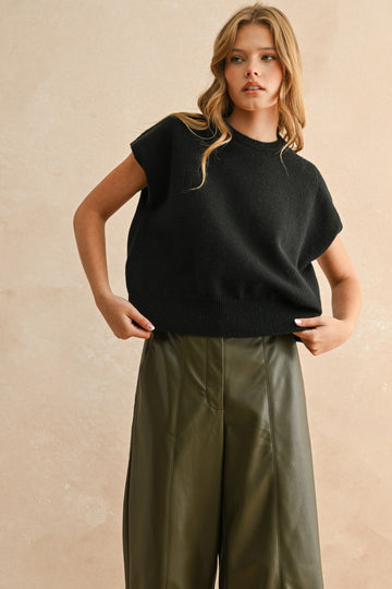 Soft Black Simple Sweater