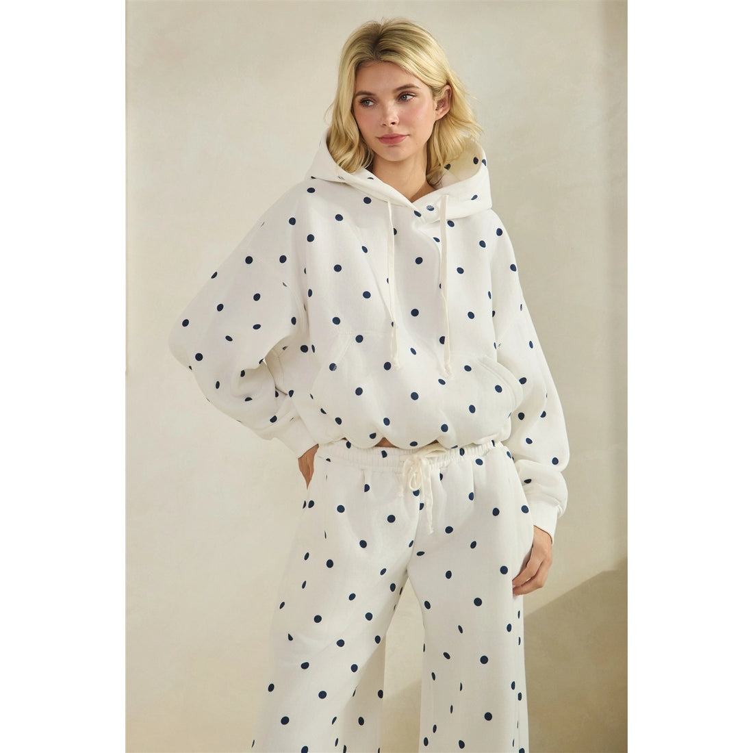 Navy Polka Dot Hoodie (set)