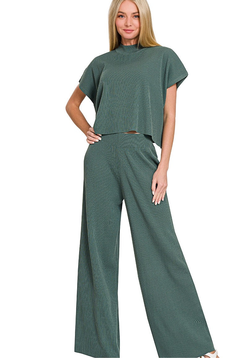Ash Jade Ribbed Set (TOP)