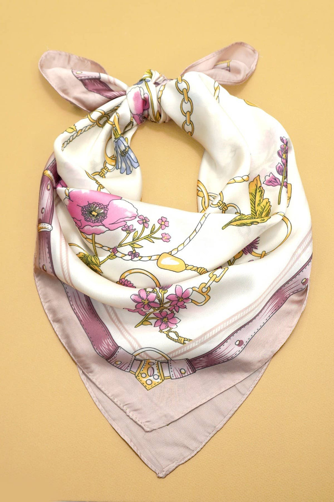 Vintage Floral Print Bandana Scarf | Pink
