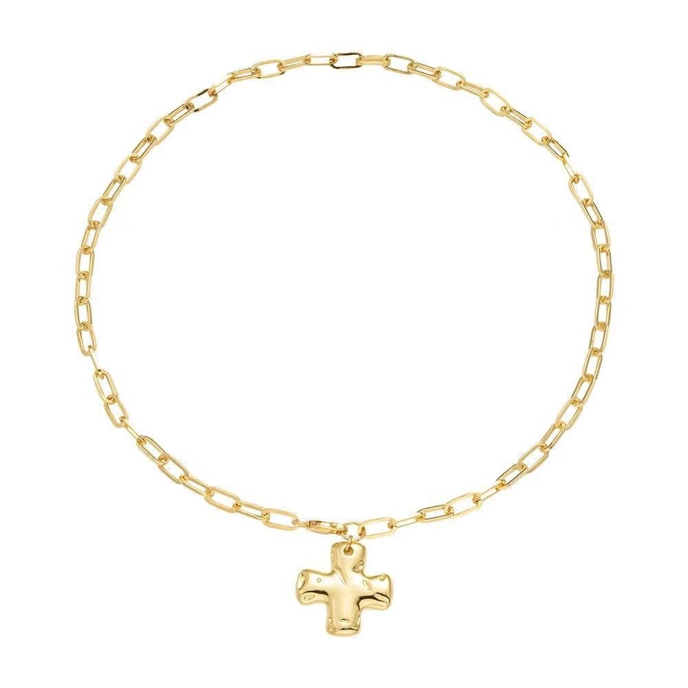 CROSS FRONT TOGGLE NECKLACE GOLD