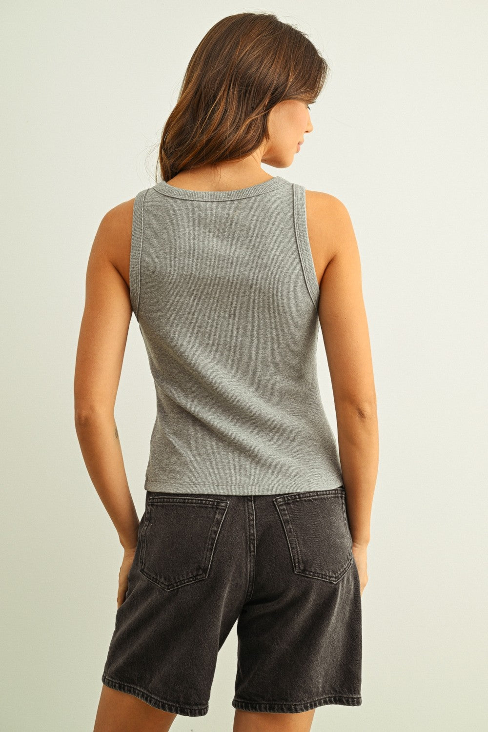 Button Detail Tank - grey