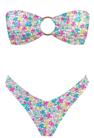 Summertime Flower Strapless Bikini - TOP