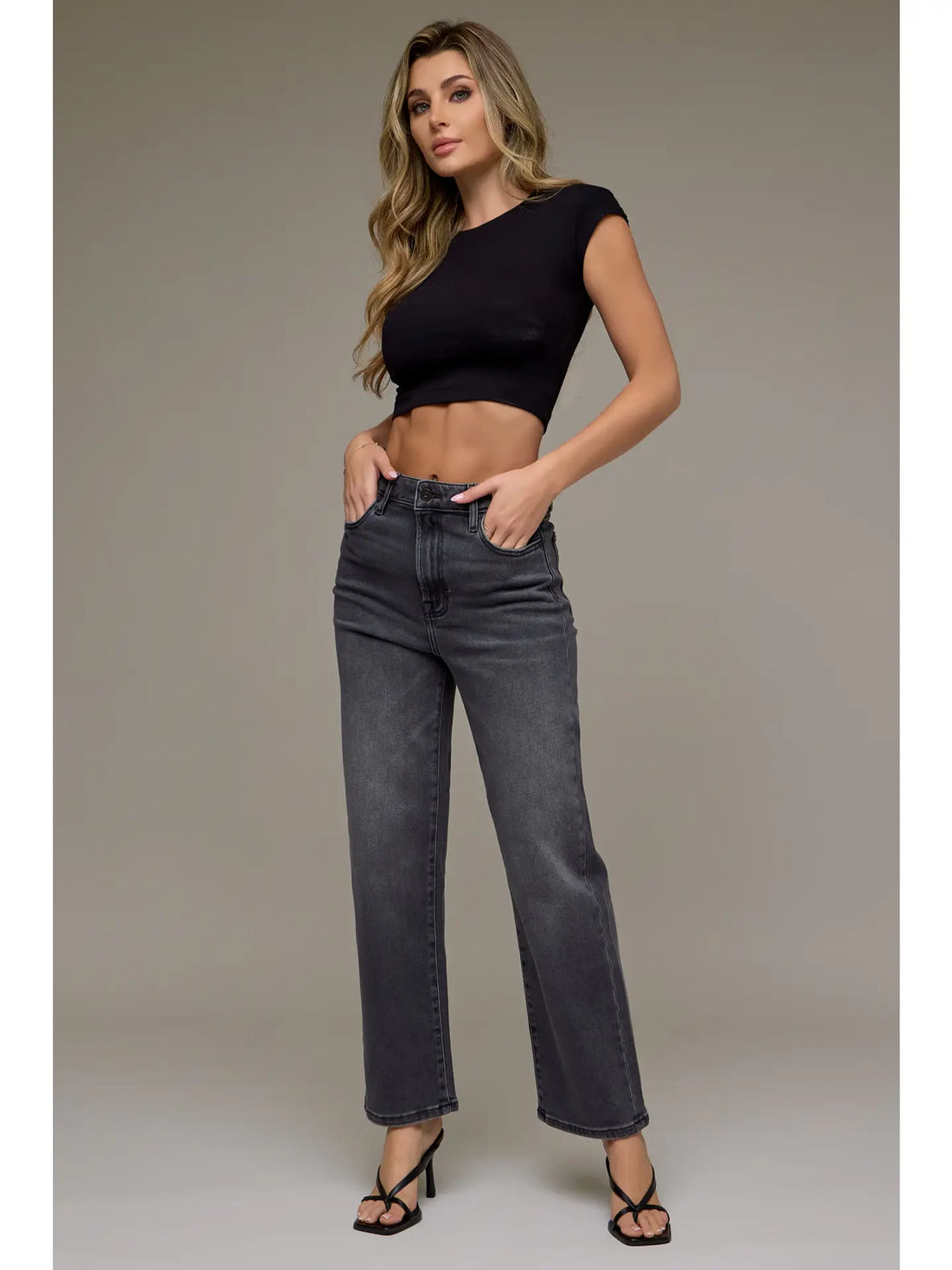 ELLA - Charcoal Wash Straight Leg