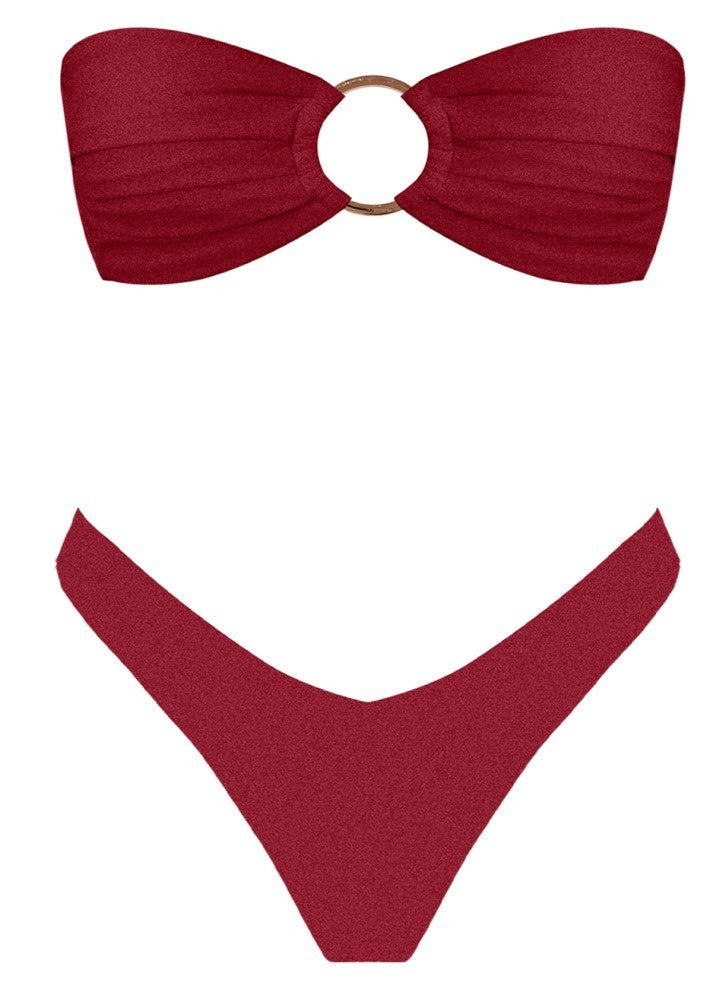 Burgundy Babe Strapless Bikini - TOP