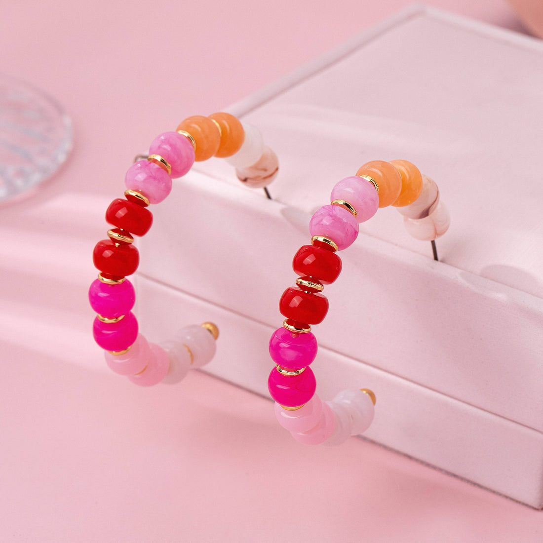 Pink Beaded Hoop