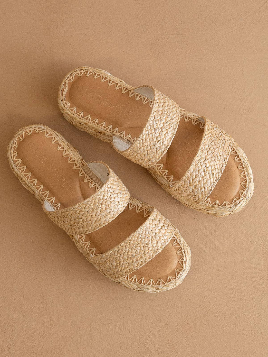 The Marley | Natural Basket Woven Double Strap sandal