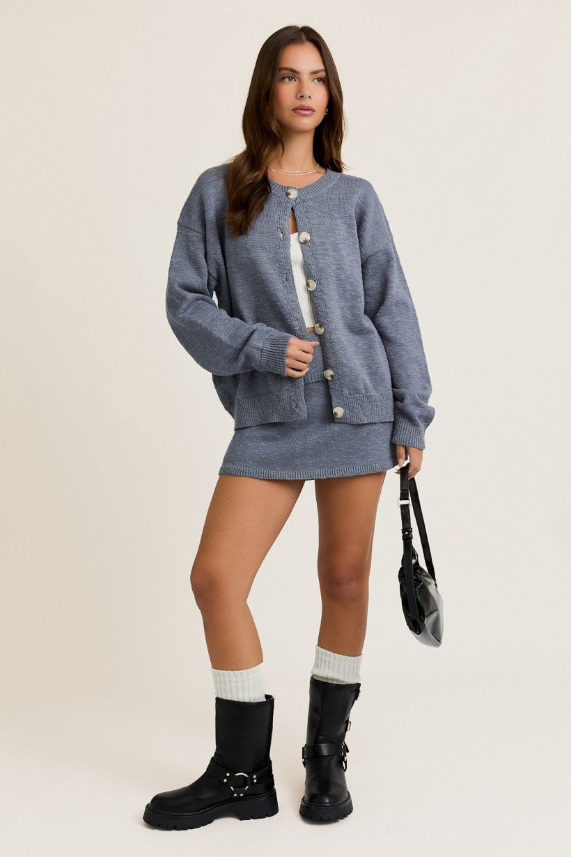 Dusty Blue Knit Set (TOP)