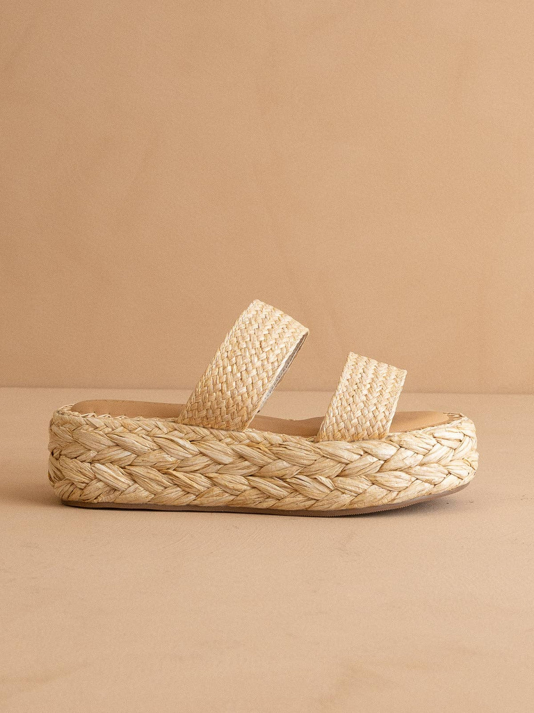 The Marley | Natural Basket Woven Double Strap sandal