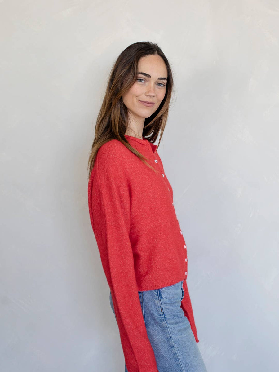 Red Piper Cardigan: Red