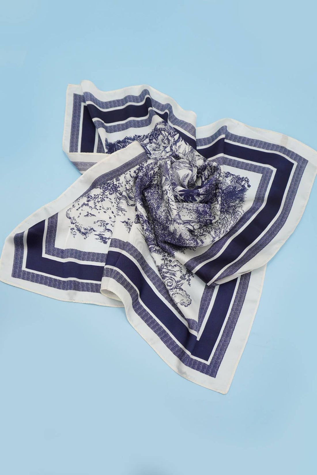 LARGE FLORAL TOILE PRINT BANDANA SCARF