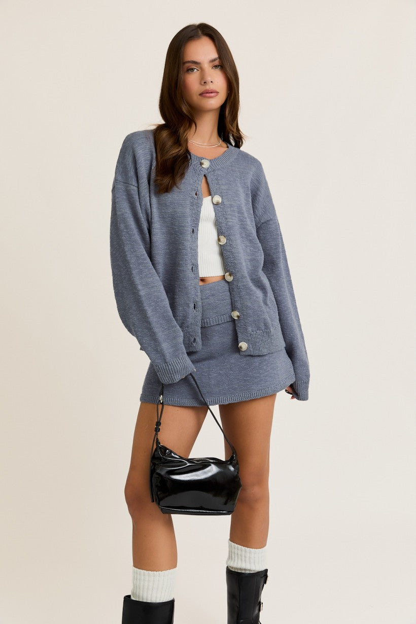 Dusty Blue Knit Set (TOP)