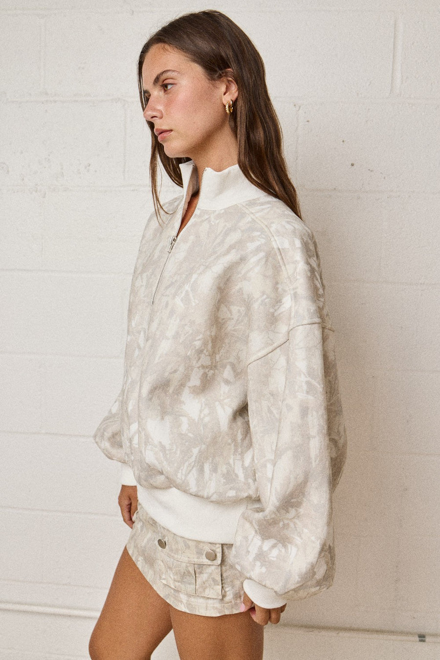 Camo Quarter Zip Up Hoodie