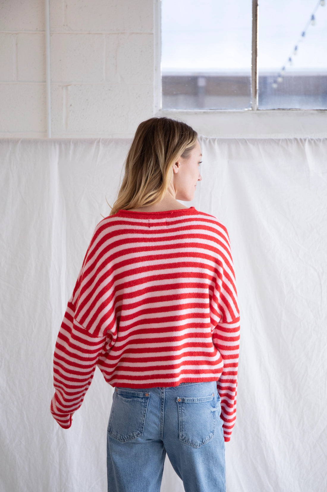 Red Mini Stripped Piper Cardigan