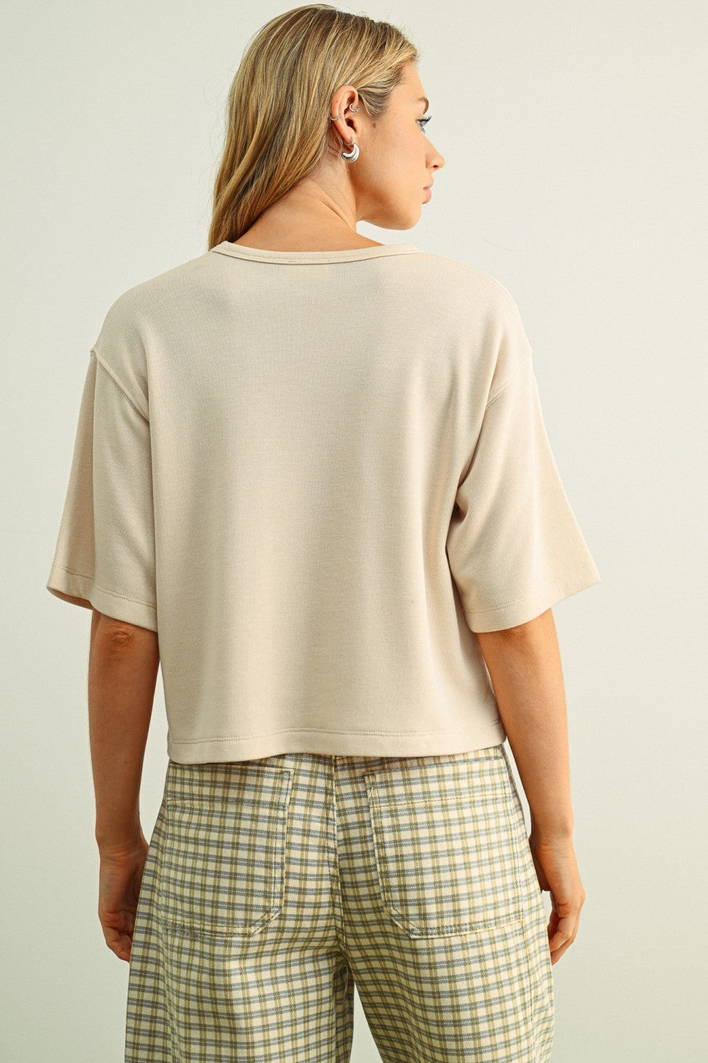 Soft Brushed Fabric Short Sleeve Top